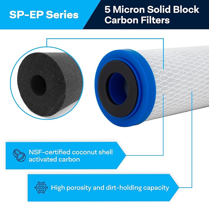 SpiroPure SP-EP-30 30x2.5 5 Micron NSF Certified Coconut Shell Carbon Block - Image 2
