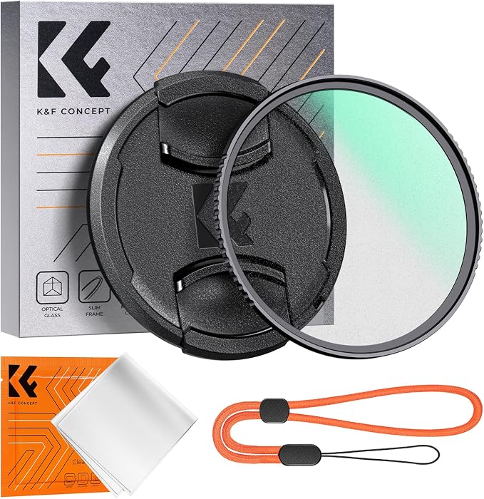 K&F CONCEPT 58mm Black Diffusion 1/8 Filter + Lens Cap, Mist Cinematic Effect by KFCONCEPT