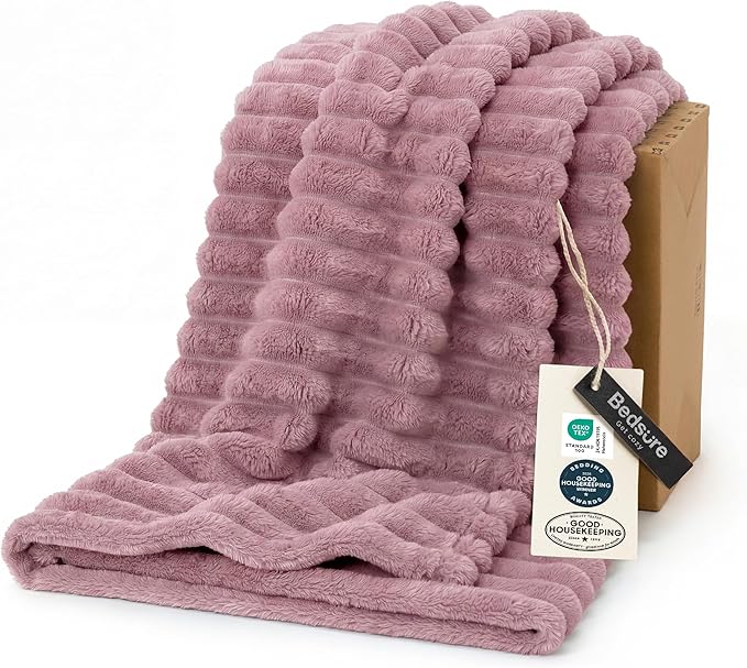 Bedsure GentleSoft Pink Fleece Blanket for Couch - Cozy Soft Blankets for Women, Cute Small Throws for Girls, 50x70 Inches