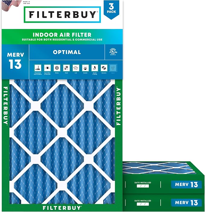 Filterbuy 20x30x2 Air Filter MERV 13 Optimal Smoke & Allergy Defense, by Filterbuy