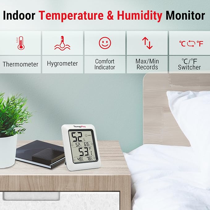 TempPro TP50 Digital Hygrometer Indoor Thermometer Room Thermometer and - Image 6
