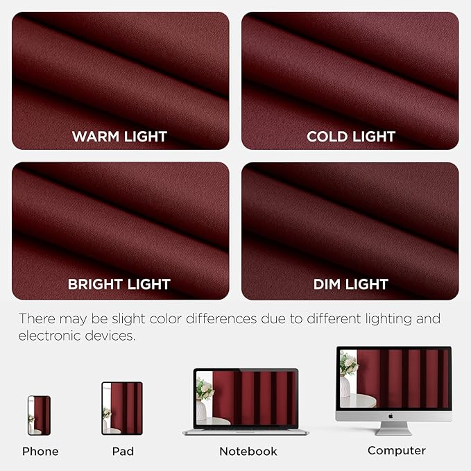 Joydeco Blackout Patio Sliding Door Curtains 84 Inches Long, Grommet Privacy Room Divider Curtains, Extra Wide Thermal Blackout Drapes for Bedroom Living Room (Burgundy Red, 80Wx84L, 1 Panel)