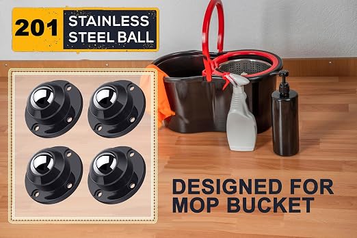 PlusRoc 4 Pack Anti-Rust Wheels Stainless Steel Self Adhesive Caster Wheels - Image 2