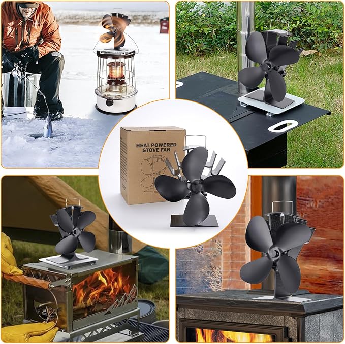 COMBIUBIU Wood Stove Fan 4 Blade Fireplace Fan - Image 9