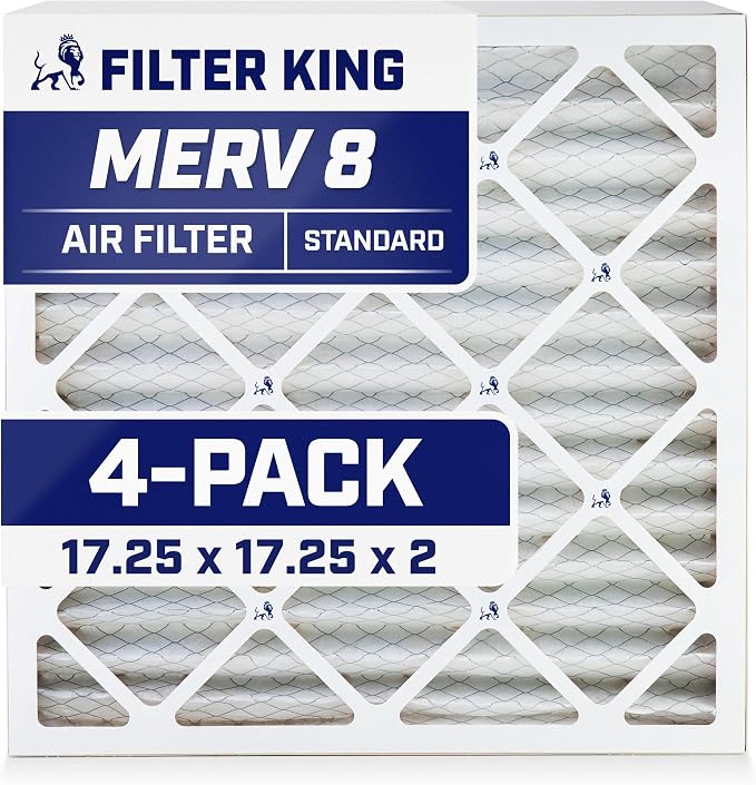 Filter King 17.25x17.25x2 Air Filter | 4-PACK | MERV 8 HVAC Pleated A/C Furnace by FilterKing