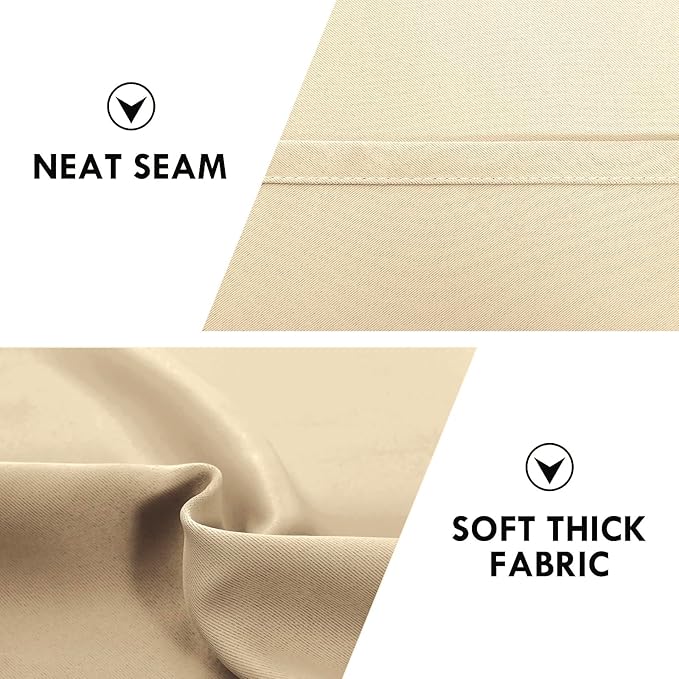 DWCN Blackout Curtains Room Darkening Thermal Insulated Bedroom Curtains Window Curtain Panels, 52 x 63 inches Long, Set of 2 Beige Rod Pocket Drapes