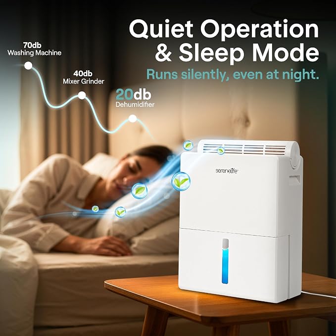 SereneLife 91 OZ Dehumidifier For Home | Covers 1200 SQ FT For Basements - Image 7