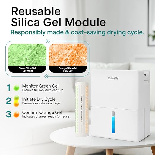 SereneLife Dehumidifiers for Home, 91 Oz Quiet Dehumidifier for Bedroom - Image 4