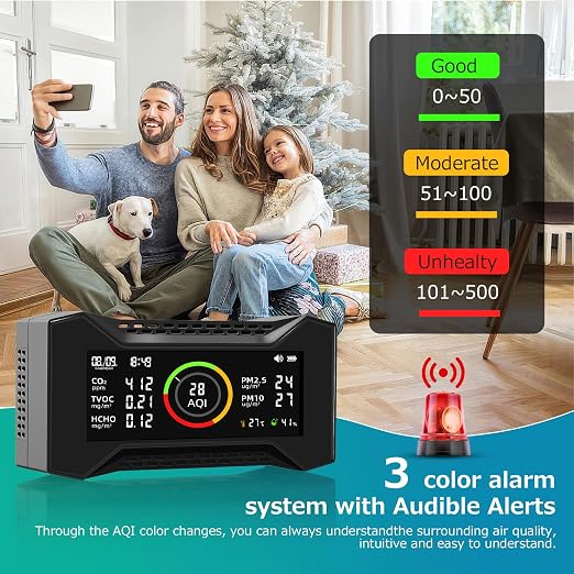 8-in-1 Air Quality Monitor Indoor, CF-20 Portable Air Quality Tester CO2 - Image 3