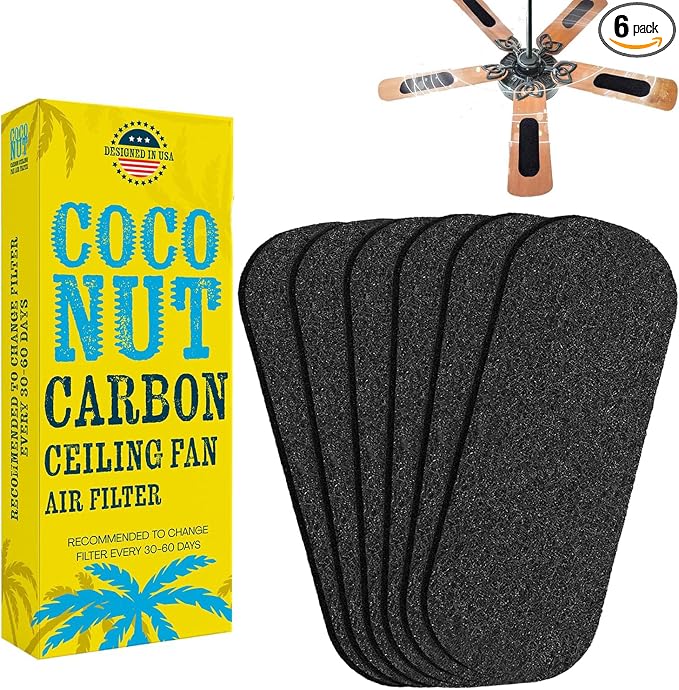 Ceiling Fan Filters for Blades, Ceiling Fan Filter, Unscented Activated Coconut by Howcow