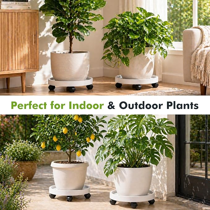 3 Pack Plant Caddy with Wheels Rolling Plant Stand with Wheels 13 Inch Plant - Image 7