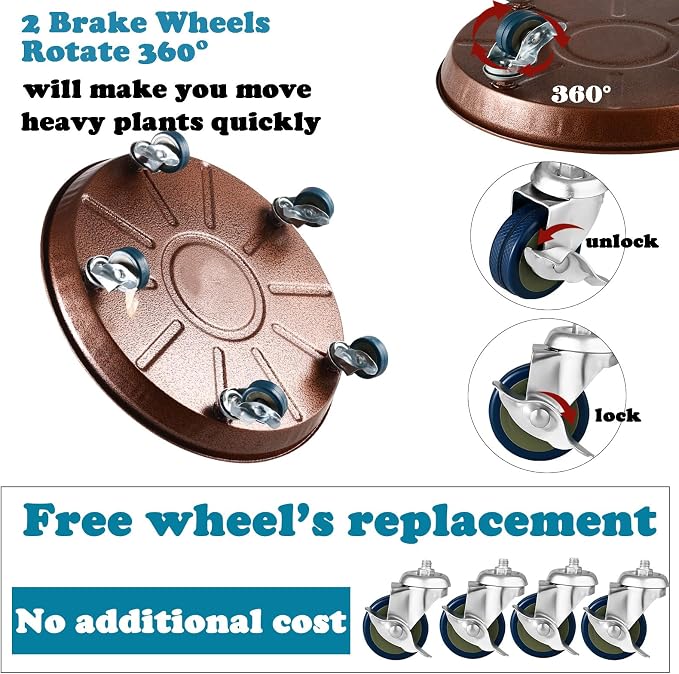 Planterhoma 3 Packs 18" Metal Plant Caddy - Image 6