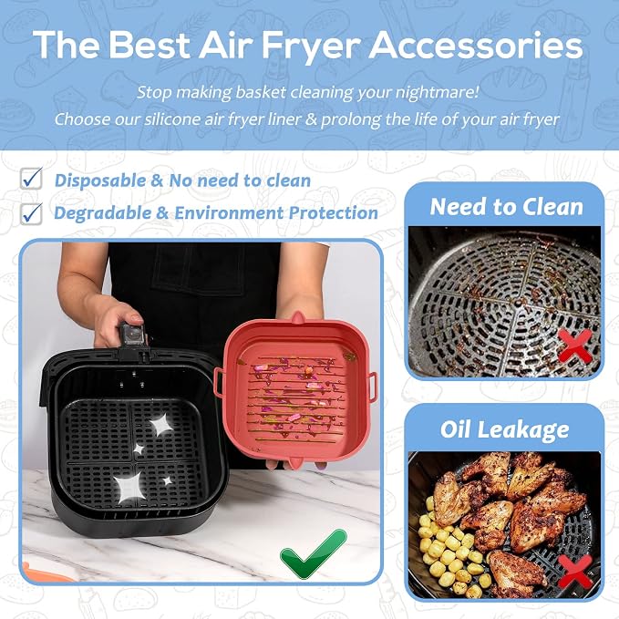 Silicone Air Fryer Liners Square - Image 2
