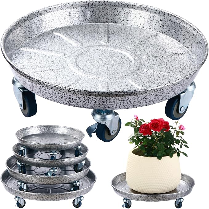 Planterhoma 3 Packs 18 Inch Metal Plant Caddy by Planterhoma