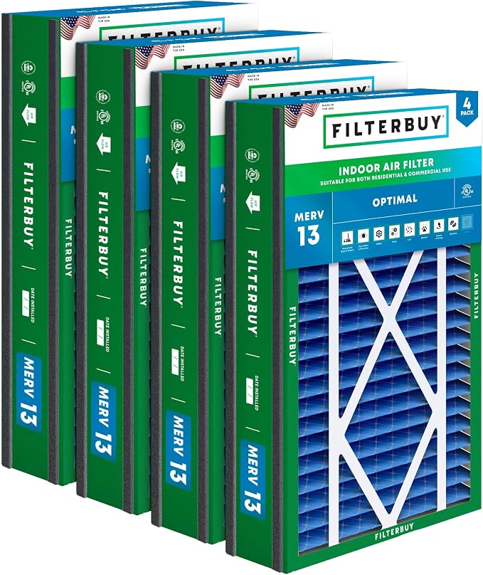 Filterbuy 16x25x5 Air Filter MERV 13 Optimal Smoke & Allergy Defense, by Filterbuy