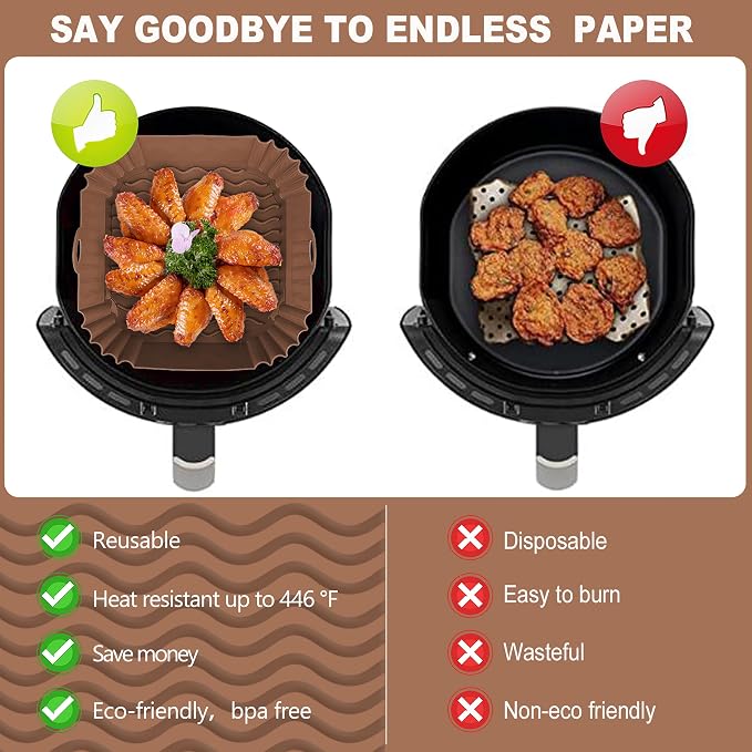 Boribim 2 PCS Square Silicone Air Fryer Liners - Image 3