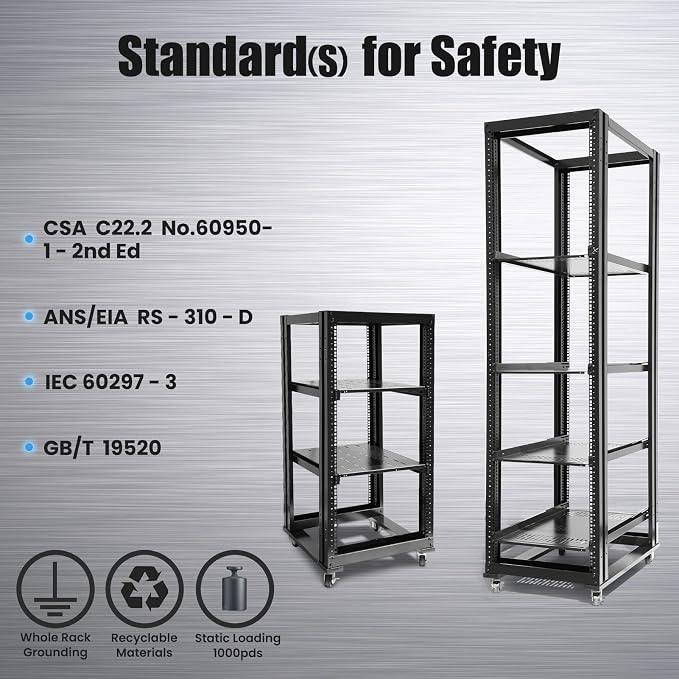 Raising Electronics Server Rack Open Frame Rack 4 Post 19 inch Adjustable - Image 6
