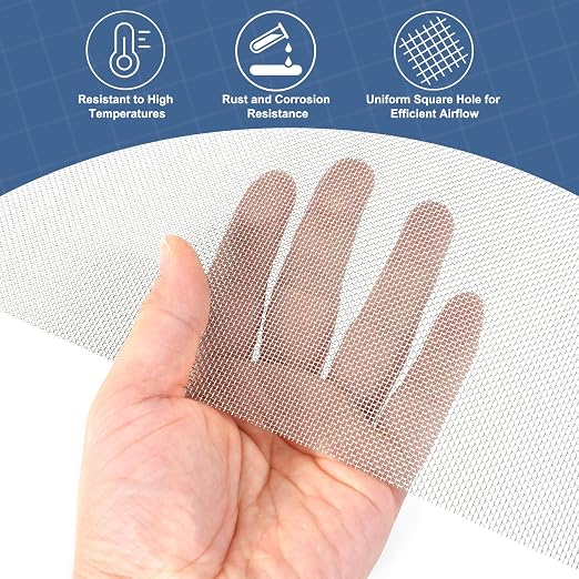 uxcell 20 Mesh 118" x 10" Woven Wire Mesh, 316 Stainless Steel Air Vent Filter - Image 5