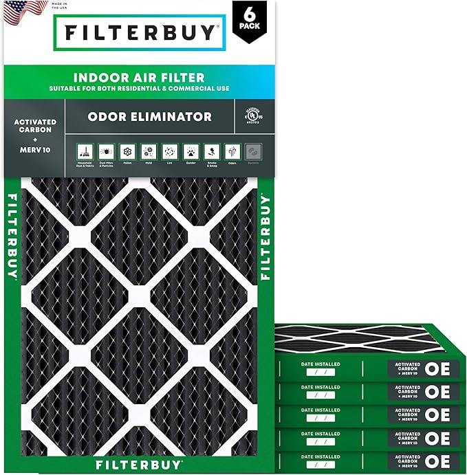 Filterbuy 17x25x1 Air Filter MERV 10 Odor & Allergy Defense by Filterbuy