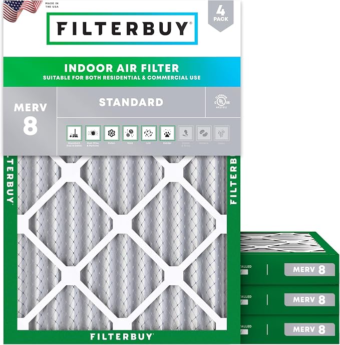 Filterbuy 10x17x2 Air Filter MERV 8 Essential Dust & Allergy Defense, by Filterbuy