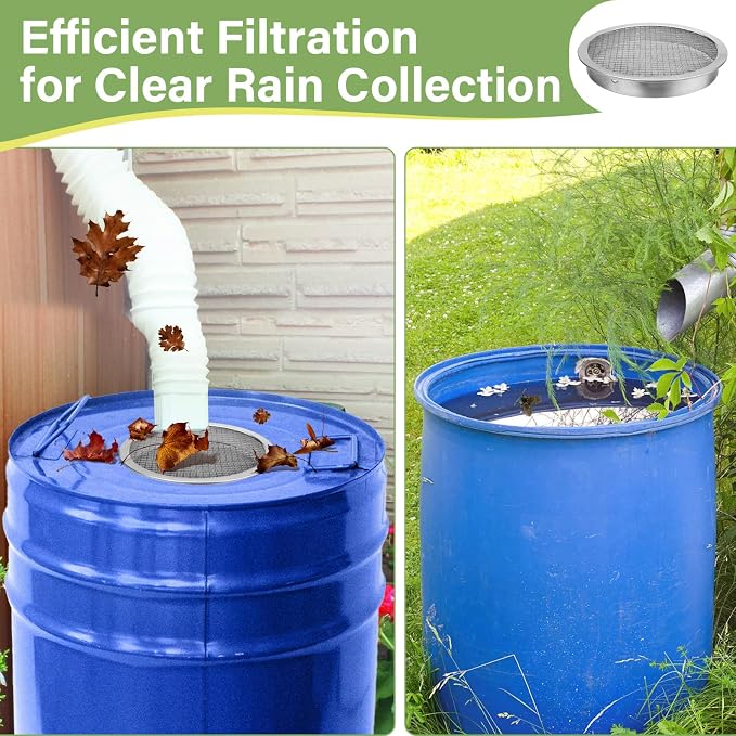 6-inch Round Rain Barrel Screen, Double Aluminum Mesh Vent Cover | Screen - Image 4