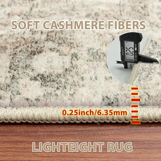 5x8 Area Rugs for Living Room Rug Washable: Abstract Rug for Dining Room Bedroom Carpet Non Slip 5 by 8 Indoor Modern Nursery Home Office Beige Brown