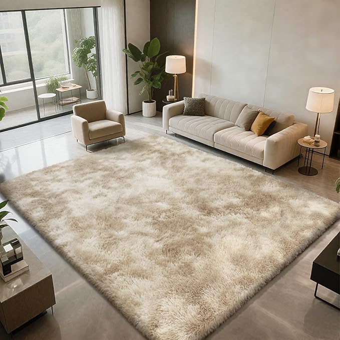 Shag Area Rugs for Bedroom Living Room,4X6 Ultra Soft Fluffy Area Rugs for Dorm, Indoor Carpet Nursery Rugs for Kids Room Home Decor,Camel