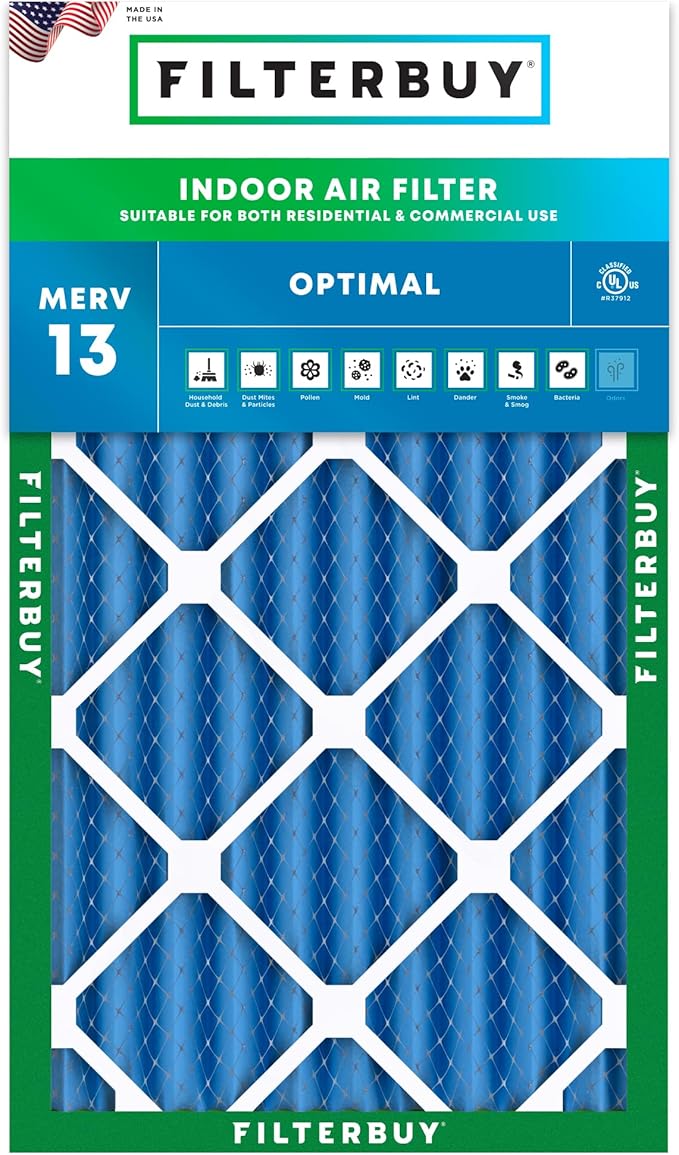 Filterbuy 12x20x4 Air Filter MERV 13 Optimal Smoke & Allergy Defense, by Filterbuy