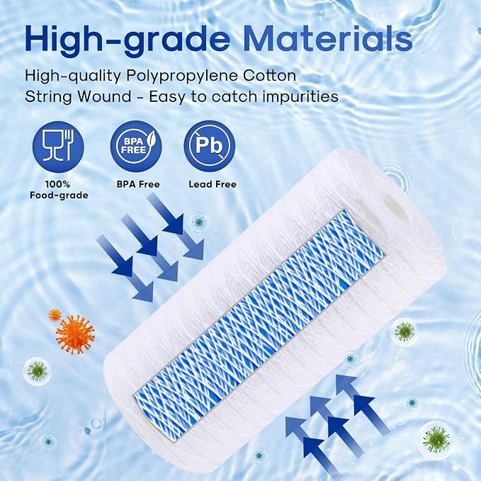 ICEPURE 5 Micron 10”*4.5'' Whole House Sediment String Wound Water Filter - Image 3