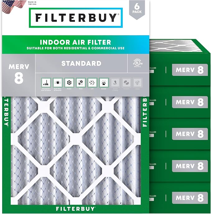 Filterbuy 17x20x4 Air Filter MERV 8 Essential Dust & Allergy Defense, by Filterbuy
