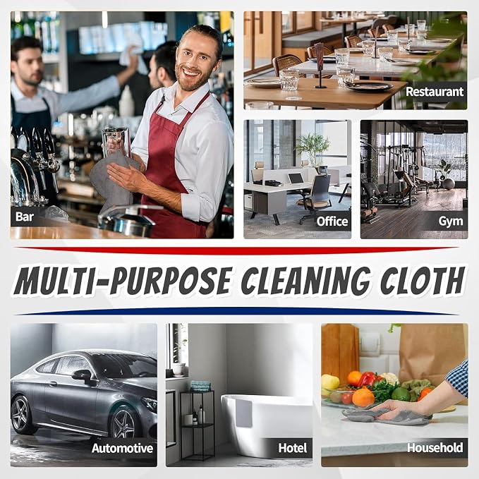 FIXSMITH Microfiber Cleaning Cloth, Shop Towels Bulk, 24 Pack Grey Microfiber - Image 4