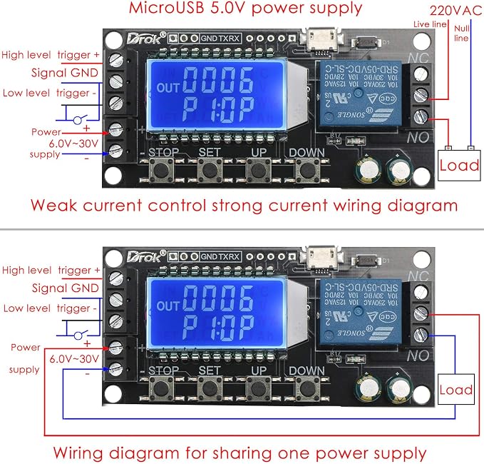 DROK Time Delay Relay, DC 5V/12V/24V Timer Relay Delay-Off Cycle 0.01s-9999mins - Image 3