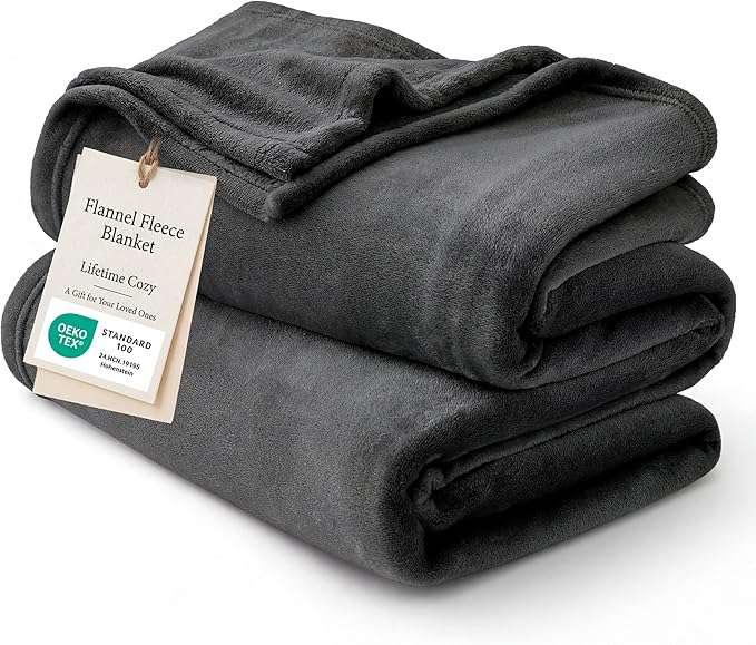 Bedsure Charcoal Fleece Blanket 50x70 Blanket - 300GSM Soft Lightweight Plush Cozy Blankets for Bed, Sofa, Couch, Travel, Camping