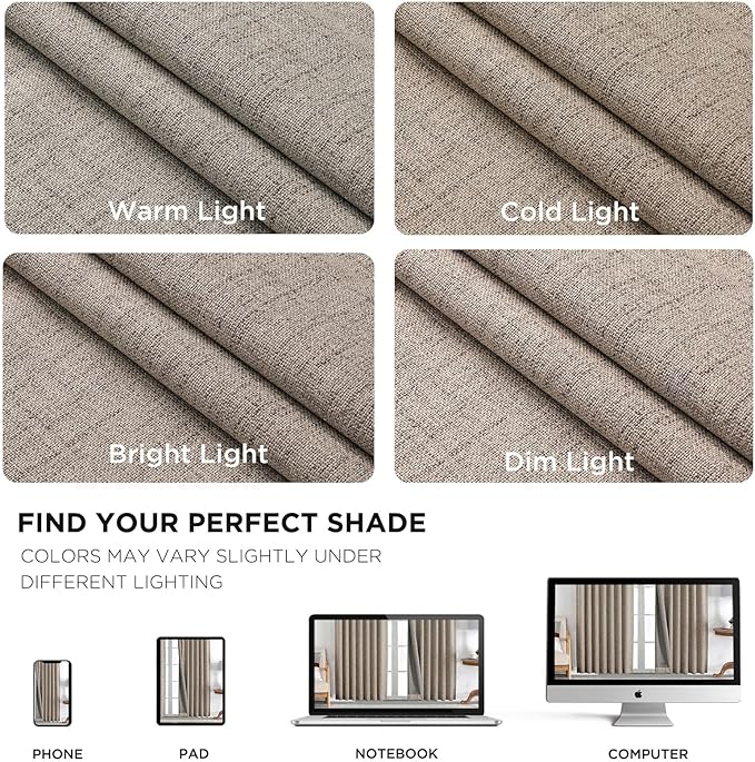 Joydeco Linen Blackout Curtains for Bedroom - 100% Light Blocking 1 Panels, Linen Drapes 100" W x 120" L, Thermal Insulated Room Darkening Curtains for Living Room, Rod Pocket & Back Tabs
