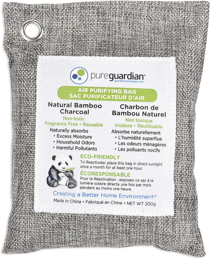 PureGuardian CB200 Bamboo Charcoal Air Purifying Bag, Eco-Friendly, Naturally by PureGuardian