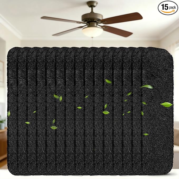 15Pcs Ceiling Fan Filters for Blades, Activated Coconut Shell Carbon Ceiling by WAWINYAirVentFilters