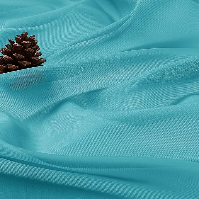 OWENIE Turquoise Sheer Curtain 90 Inches Long 2 Panels Set, Solid Filmy Drapes for Living Room Bedroom, Elegant Window Voile Sheer Curtain Panels Drapes, 2 Pcs, Each 59" Wx90 L Inch