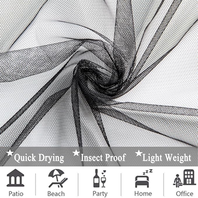 10 x 10 Outdoor Black Tulle Backdrop Curtains Waterproof Voile Sheer Screen - Image 7