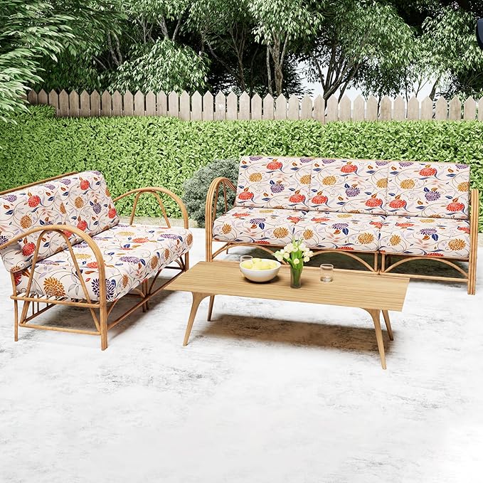 Smiry Printed Couch Cushion Covers, Stretch Soft Couch Covers for Sofa, Washable Non-Slip Sofa Slipcover Furniture Protector for Indoor and Outdoor (Medium, Orange)