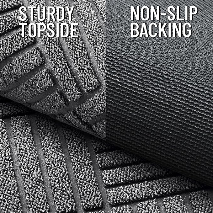 OLANLY Front Door Mat Outside Entrance 71x23, Absorbent, Heavy Duty Sturdy Natural Rubber Doormat Indoor Outdoor, Stain and Fade Resistant, Non-Slip Low Profile Floor Mat for Entryway, Grey Diamond