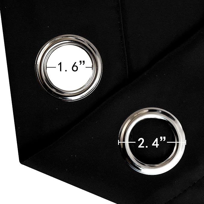 LEMOMO Blackout Curtains 42 x 63 inch/Black Curtains Set of 2 Panels/Thermal Insulated Room Darkening Bedroom Curtains