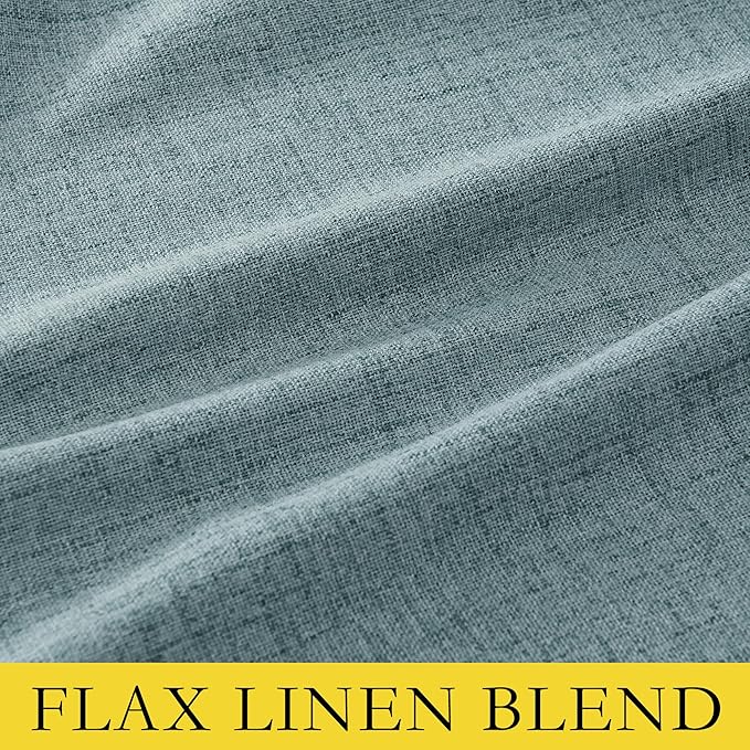 NICETOWN 100% Absolutely Blackout Linen Curtains with Thermal Insulated Liner, Skylark Blue, 42" Wide, 90" Length Energy Saving Curtains for Living Room 2 Panels Set, Vertical Blinds