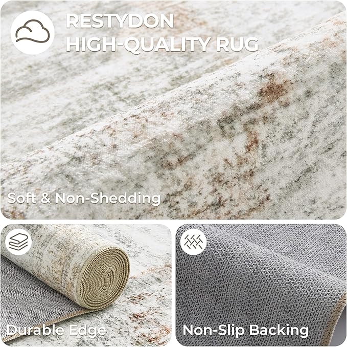 Long Bathroom Rugs Runner - Washable Runner Rugs for Hallway 2x10, Ultra-Thin Soft Kitchen Carpet Runner, Anti Slip Backing Runner Rugs for Entrance, Bedroom, Living Room(2'x10', Grey/Rust)
