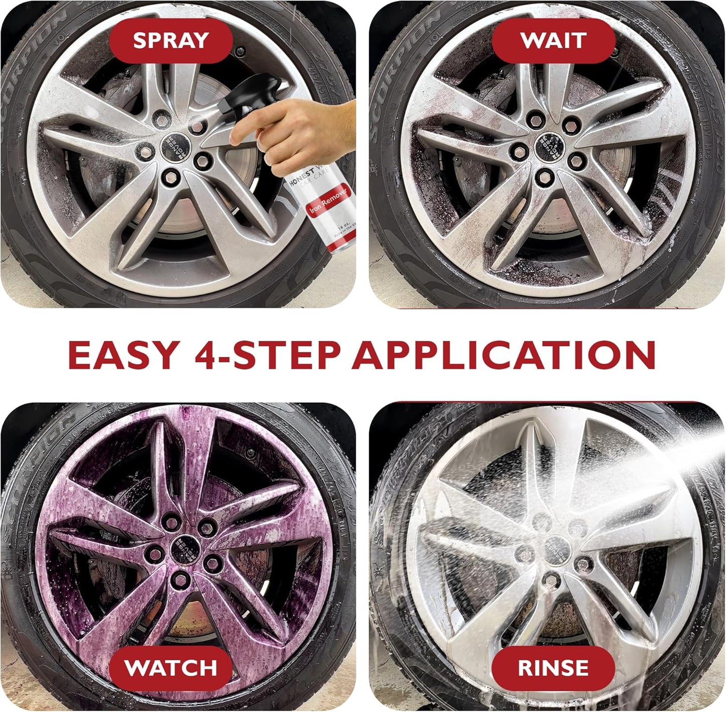 Honest Wash Iron Remover Car Detailing – Powerful Solution for Dissolving Brake Dust, Dirt, and Grime | Visible Reaction for Deep Cleaning | Safe for All Wheel and Surface Types (128 Fl Oz)