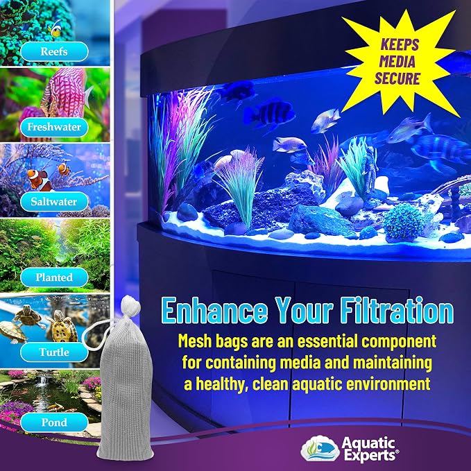 Aquatic Experts Fine Aquarium Media Bag, Durable Drawstring Bags - Image 6
