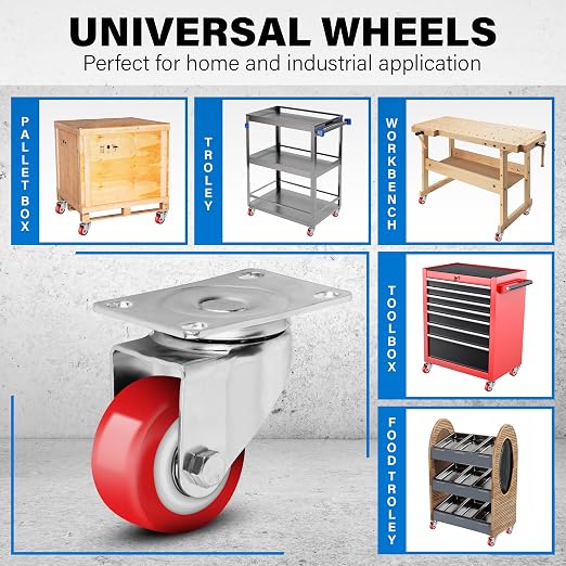2.5 Inch Heavy Duty Casters Set of 4, Lockable Plate Caster Wheels - Image 5
