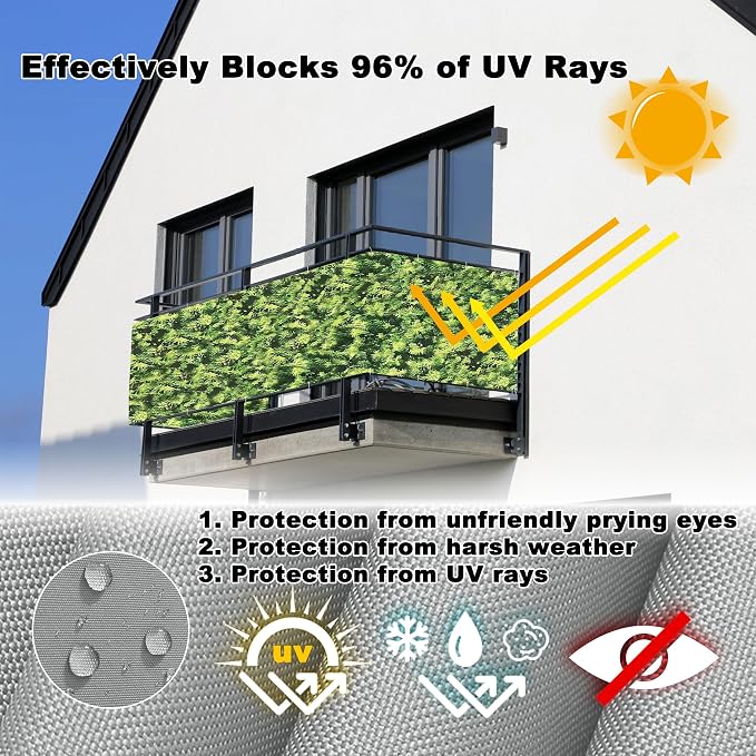 Privacy Fence 6.6' x 29.5' UV-Resistant Visibility Reduction Patio Privacy - Image 4