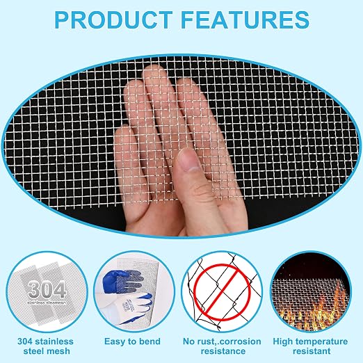 4 Pcs 13x9 5 Mesh 304 Stainless Steel Wire Mesh Sheet, Rustproof Metal Mesh - Image 5