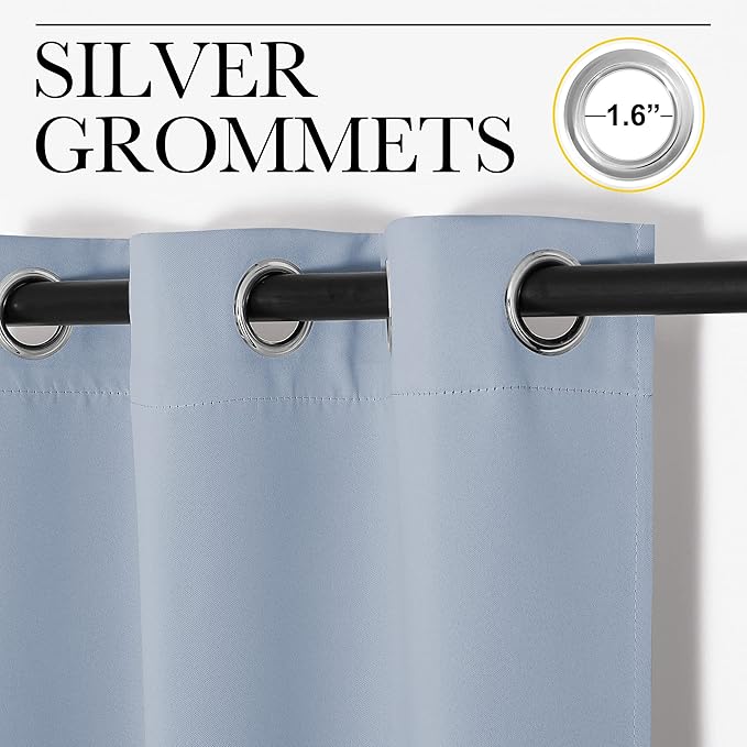 NICETOWN Room Darkening Draperies Window Curtain Panels, Vintage Blue, 2 Panels, W60 x L84 -inch, Thermal Insulated Grommet Room Darkening Curtains for Bedroom