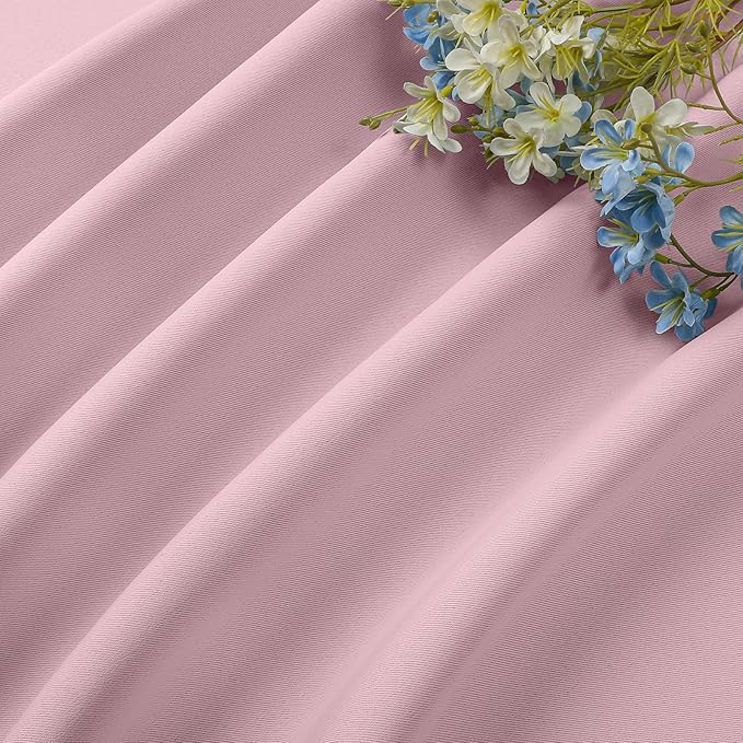 CUCRAF Light Pink Blackout Curtains 45 inch Length 2 Panels Set, Rod Pocket Room Darkening Drapes for Bedroom Living Room, Insulated Thermal Light Blocking Window Curtain (W52 x L45 Inch)